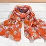 Vintage Style Burnt Orange Floral Scarf, thumbnail 2 of 5