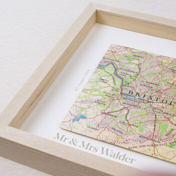 Personalised Map Location Square Wedding Print Gift, 7 of 8