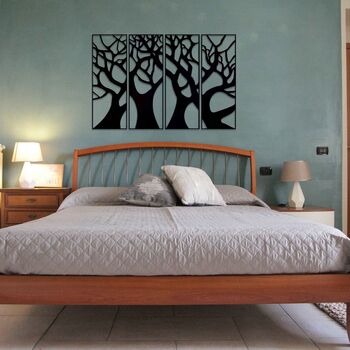 Modern Four Panel Wooden Tree Wall Art Home Room Decor, 7 of 9