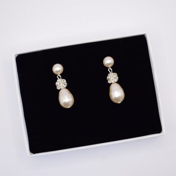Diamante And Pearl Drop Earrings, 2 of 5