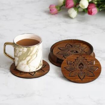 Wooden Tea Coaster With Stand For Dining/Office Table, 3 of 4