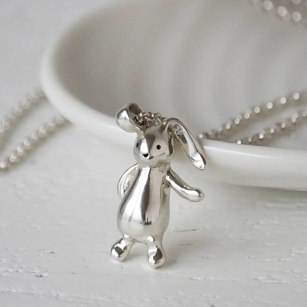 Sterling Silver Bunny Rabbit Necklace, 1 of 6