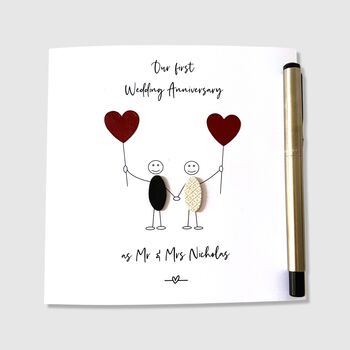 Personalised 1st Wedding Anniversary Card Paper, 2 of 4