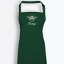 Personalised Bee Apron In Bottle Green, thumbnail 4 of 5