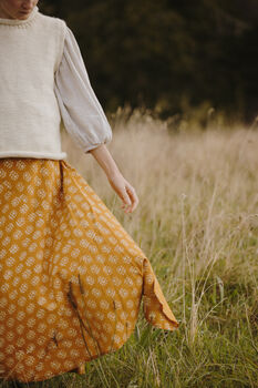 Maxi Wrap Skirt Sunflower Dabu, 4 of 6