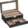 Two Tier 12 Slots Watches Box Case With One Drawer, thumbnail 11 of 12