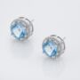 Round Blue Topaz 925 Sterling Silver Earrings, thumbnail 3 of 5