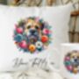 Personalised Border Terrier Summer Floral Dog Wreath Cushion And Mug Gift Bundle B, thumbnail 1 of 4