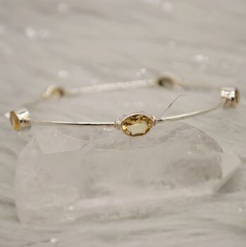 Citrine Sterling Silver Bangle Bracelet, 2 of 6