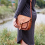 Personalised Curved Brown Leather Saddle Bag, thumbnail 2 of 9