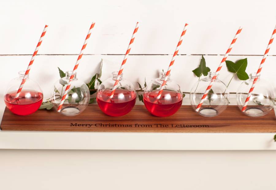 set of cocktail baubles with personalised tray by letteroom
