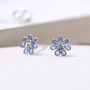 Tiny Sterling Silver Blue Flower Stud Earrings, thumbnail 1 of 9
