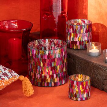 Ruby Teardrop Mosaic Glass Tealight Holder, 6 of 6