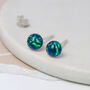 Sterling Silver Peacock Opal Bead Stud Earrings, thumbnail 1 of 9