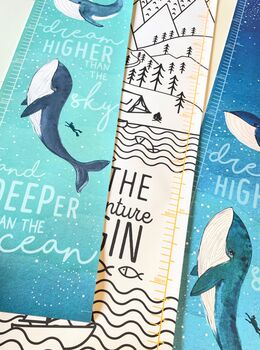 Personalised Ocean Whales Canvas Height Chart, 8 of 9