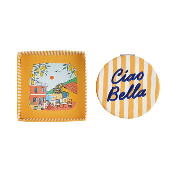 Bon Voyage 'Ciao Bella' Compact Mirror In Gift Box | Travel Friendly | Handbag Accessory, 2 of 4