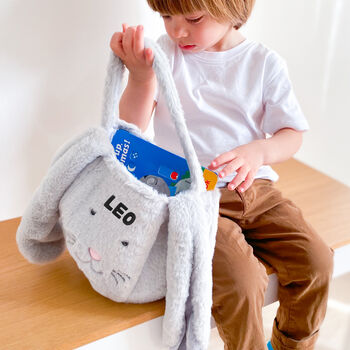 Personalised Fluffy Long Ear Easter Egg Hunt Basket, 7 of 9