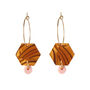 Honey Shell Acrylic Dangle Hoop Earrings, thumbnail 3 of 5