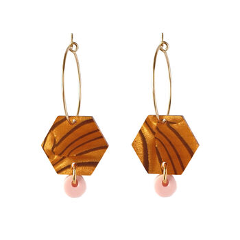 Honey Shell Acrylic Dangle Hoop Earrings, 3 of 5