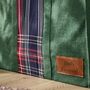 Personalised Green Jute And Tartan Log Bag, thumbnail 3 of 6