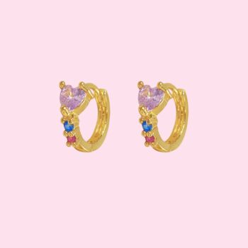 Hypoallergenic 18 K Gold Plated Heart Hoops, 2 of 5