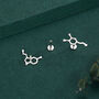 Sterling Silver Serotonin And Dopamine 16 G Flat Back Labret Earrings, thumbnail 6 of 12