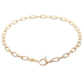 Gold Plated Oval Chain Choker With T Bar Clasp, 6 of 6