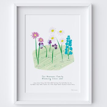 Personalised Family Birth Flower Art Print Wildflowers, 5 of 5
