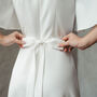 Simple Ivory Satin Wedding Dress With Flutter Sleeves And High Low Skirt, thumbnail 4 of 7