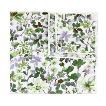 Wedding 100% Cotton Floral Print Tie Green And White, 7 of 7