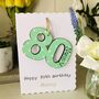 Personalised 80th Birthday Card Wooden Number Gift, thumbnail 2 of 5