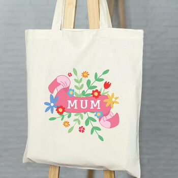 Mum Scroll Tote Bag With Flowers, 2 of 3