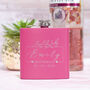 Pink Botanical Wedding Bridal Party Gift Hip Flask, thumbnail 1 of 2