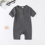 Short Sleeve Ribbed Cotton Baby Romper, thumbnail 6 of 7