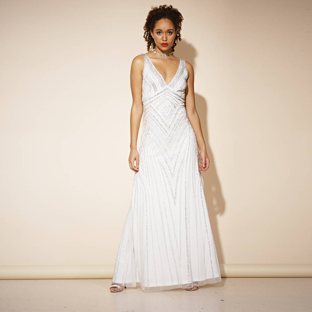 sequin white maxi dress