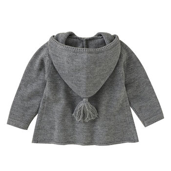 Personalised Grey Knitted Flare Hooded Cardigan, 6 of 11