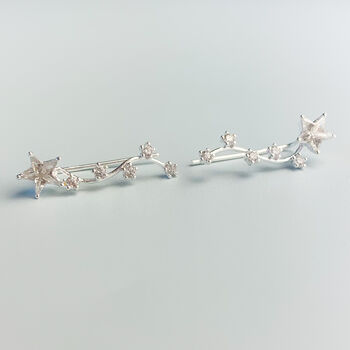 Sterling Silver Crystal Star Ear Climber Earrings, 4 of 6