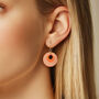 Orange And Cream Stripey Circular Earrings, thumbnail 2 of 6