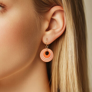 Orange And Cream Stripey Circular Earrings, 2 of 6