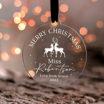 Personalised Teacher Merry Christmas Decoration Gift, 4 of 11