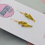 Gold Lightning Bolt Earrings Small And Large, thumbnail 6 of 8