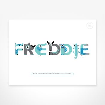 Personalised Animal Name Print, Blueberry, 3 of 4