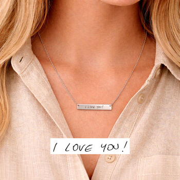 Personalised Handwriting Horizontal Bar Necklace, 5 of 6