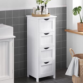 White Slim Storage Cabinet With Four Drawers, 4 of 10