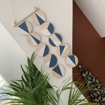 Blue And White Geometric Plywood Wall Hanging Art, 8 of 8