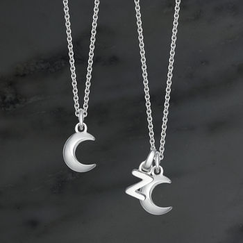 Sterling Silver Moon Initial Necklace, 2 of 7