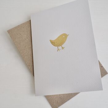 Handmade Gold Leaf Easter Chick Bird Card, 6 of 6
