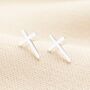 Sterling Silver Cross Stud Earrings, thumbnail 1 of 4