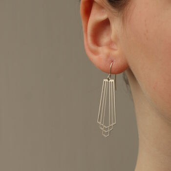 Silver Art Deco Earrings, 2 of 5