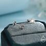 Tiny Sun Stud Earrings In Sterling Silver, thumbnail 4 of 12